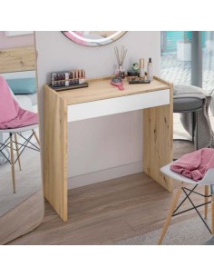 Scrivania consolle 1 cassetto Rovere nodi/Bianco