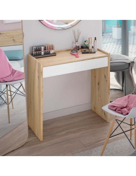 Scrivania consolle 1 cassetto Rovere nodi/Bianco