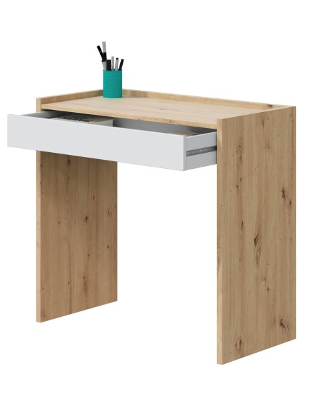 Scrivania consolle 1 cassetto Rovere nodi/Bianco