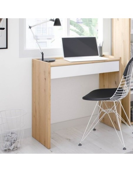 Scrivania consolle 1 cassetto Rovere nodi/Bianco