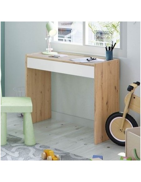 Scrivania consolle 1 cassetto Rovere nodi/Bianco