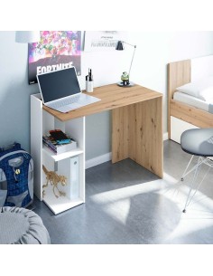 Scrivania ad angolo Rovere nodi/Bianco (angolo reversibile)