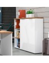 Mobile ufficio 2 ante - 1 Modulo a giorno Bianco laccato/Rovere castagno cm 120 x 34 x 115 H