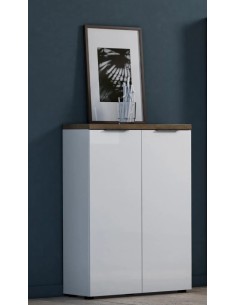 Mobile ufficio 2 ante Bianco laccato/Rovere castagno