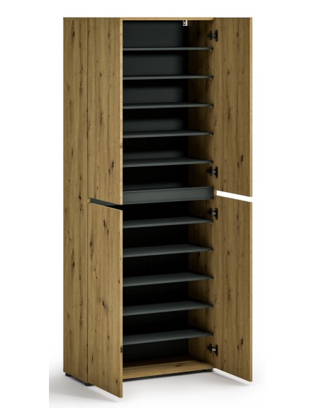 Armadio multiuso/scarpiera 4 ante 10 ripiani Rovere artisan/Antracite