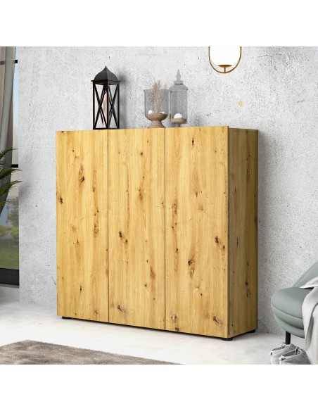 Scarpiera 3 ante 5 + 5 ripiani Rovere artisan/Antracite