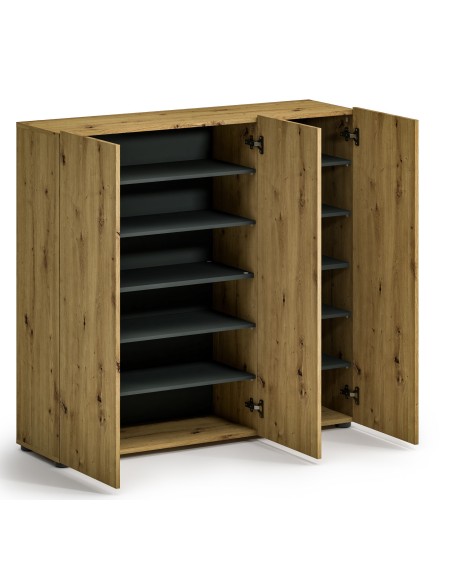 Scarpiera 3 ante 5 + 5 ripiani Rovere artisan/Antracite