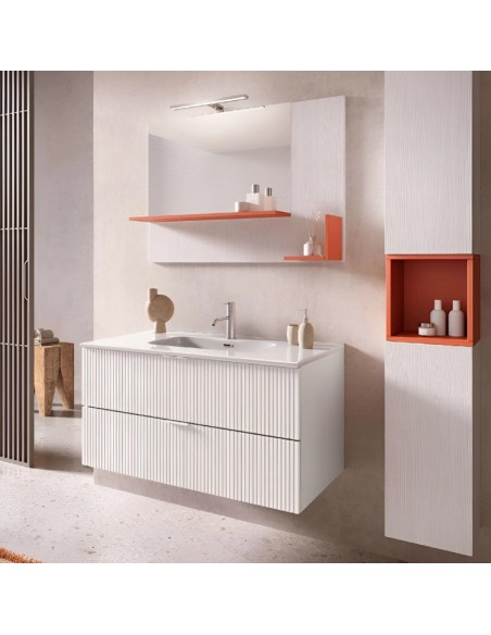 Mobile bagno sospeso 2 cassetti Bianco cm 100
