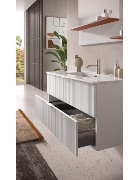 Mobile bagno sospeso 2 cassetti Bianco cm 100