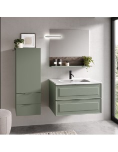 Mobile bagno 2 cassetti sospeso frontale bugnato Salvia 80 cm