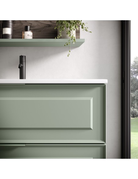 Mobile bagno 2 cassetti sospeso frontale bugnato Salvia 80 cm