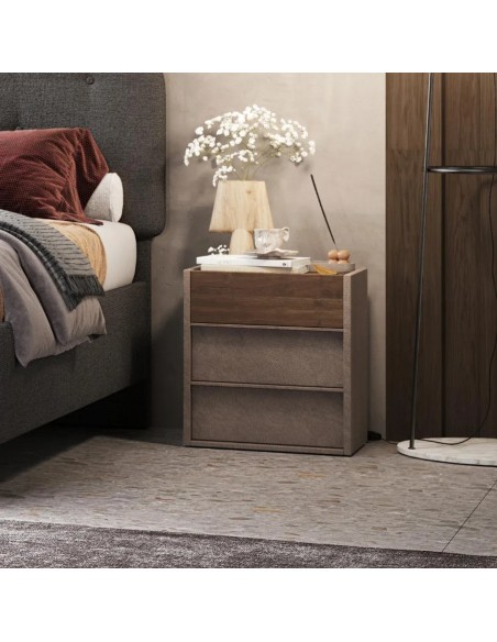 Coppia comodini 3 cassetti Bronzo/Mercure