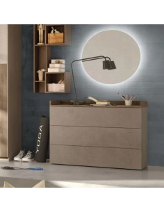 Comò 3 cassetti con top a vassoio Bronzo/Mercure