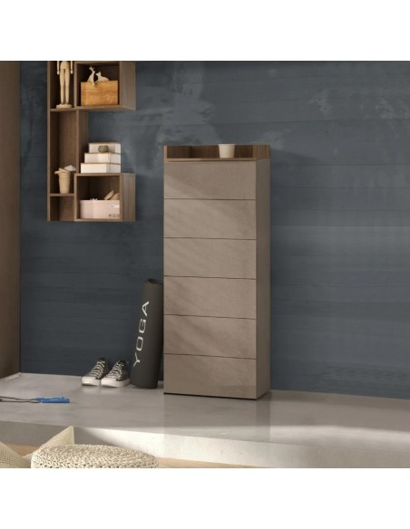 Settimino 6 cassetti con top a vassoio Bronzo/Mercure