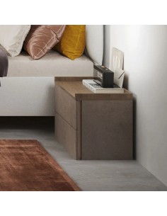 Comodino 2 cassetti con top a vassoio Bronzo/Mercure