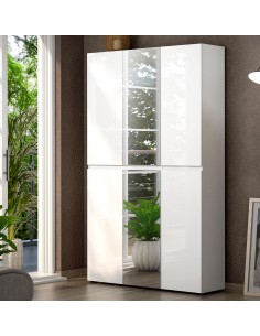 Armadio multiuso/scarpiera Maxi 6 ante con 2 a specchio Bianco laccato