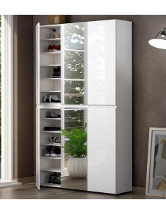 Armadio multiuso/scarpiera Maxi 6 ante con 2 a specchio Bianco laccato 2