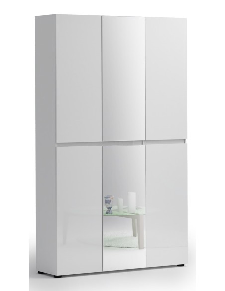 Armadio multiuso/scarpiera Maxi 6 ante con 2 a specchio Bianco laccato