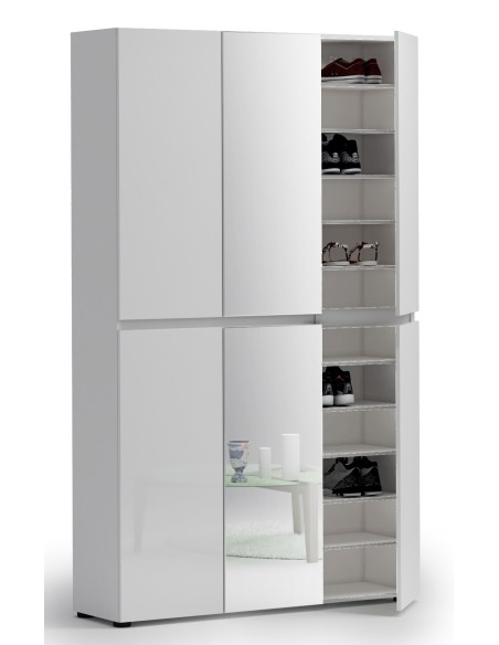 Armadio multiuso/scarpiera Maxi 6 ante con 2 a specchio Bianco laccato