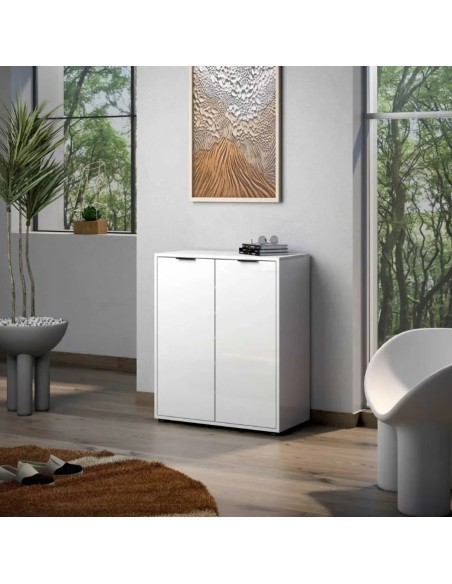 Mobile multiuso/scarpiera basso 2 ante Bianco lucido