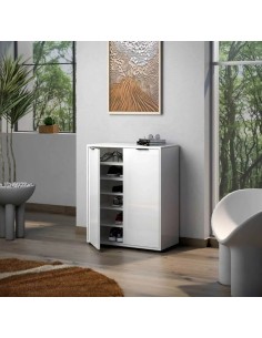 Mobile multiuso/scarpiera basso 2 ante Bianco lucido 2