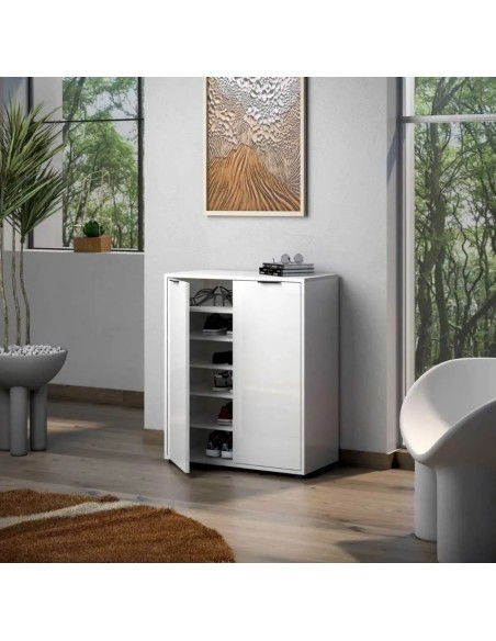 Mobile multiuso/scarpiera basso 2 ante Bianco lucido