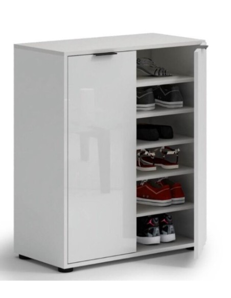 Mobile multiuso/scarpiera basso 2 ante Bianco lucido