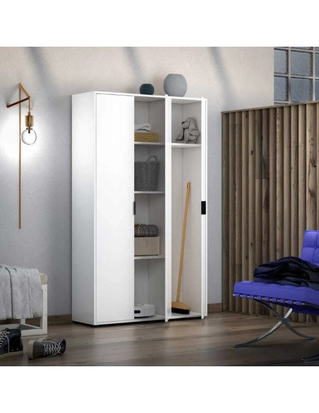 Armadio multiservizio porta scope 3 ante Bianco lucido