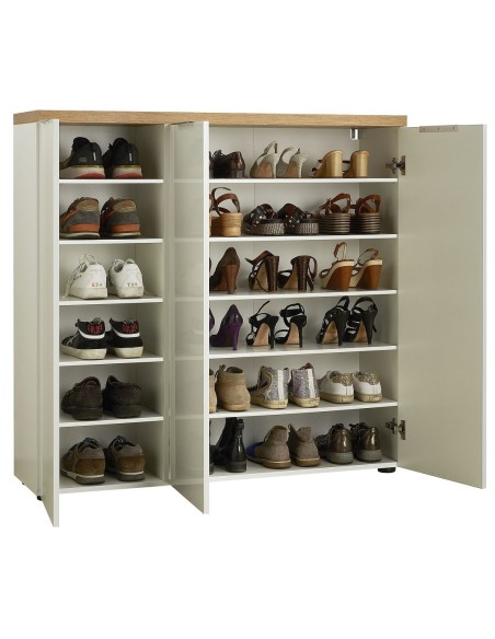 Scarpiera ingresso 3 ante Bianco laccato/Rovere castagno