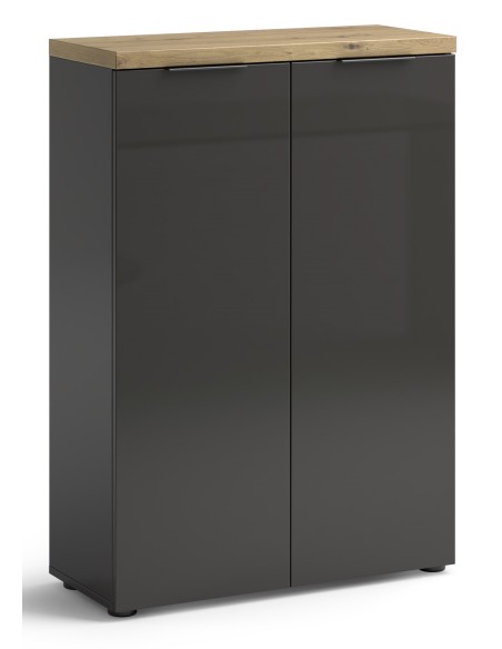 Mobile scarpiera ingresso 2 ante Antracite lucido/Rovere chiaro