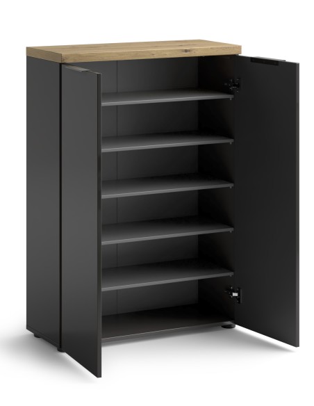 Mobile scarpiera ingresso 2 ante Antracite lucido/Rovere chiaro