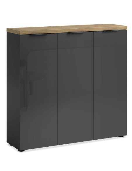 Scarpiera ingresso 3 ante Antracite lucido/Rovere chiaro
