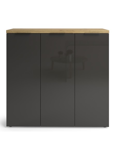 Scarpiera ingresso 3 ante Antracite lucido/Rovere chiaro