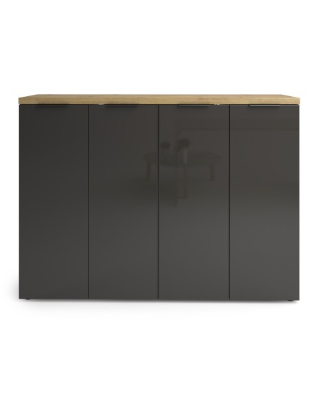 Scarpiera mobile ingresso 4 ante Antracite lucido/Rovere chiaro