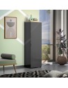 Armadio 1 anta ingresso - 5 ripiani - 1 tubo appendiabiti Antracite lucido/Rovere chiaro