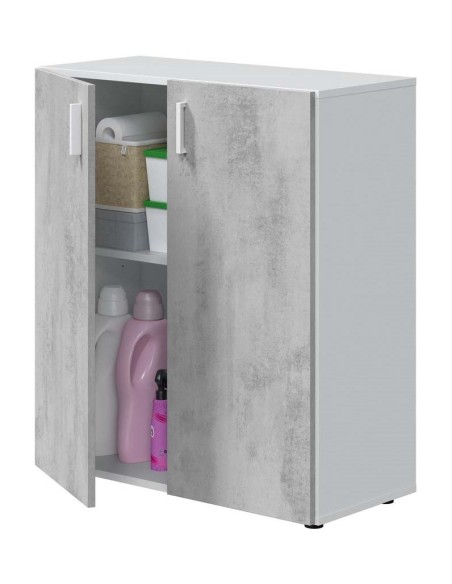 Mobile basso 2 ante Bianco /Cemento