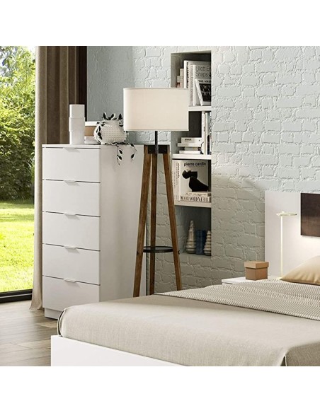 Cassettiera 5 cassetti Bianco opaco cm 60 x 40 x 110 h