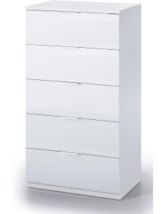 Cassettiera 5 cassetti Bianco opaco cm 60 x 40 x 110 h