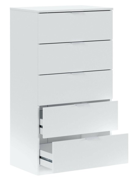 Cassettiera 5 cassetti Bianco opaco cm 60 x 40 x 110 h