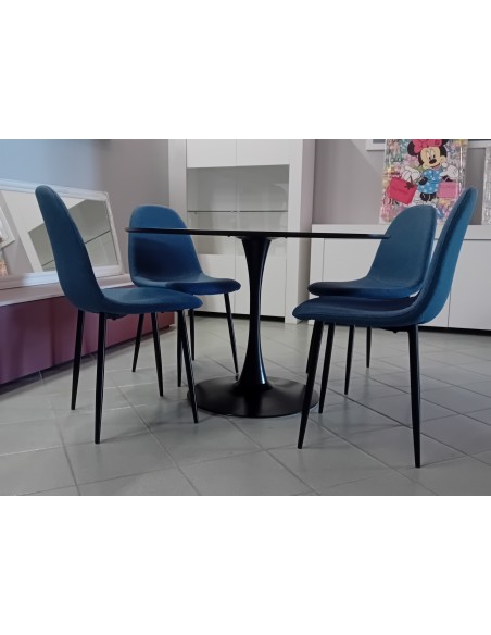 Sedia Raissa in tessuto Blu