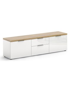 Porta TV 2 ante - 2 cassetti Bianco lucido/Rovere artisan 2