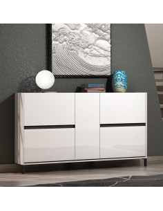 Scarpiera bassa 4 ribalte - 1 anta su piedini Bianco lucido/Antracite