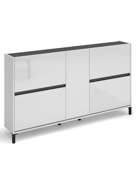 Scarpiera bassa 4 ribalte - 1 anta su piedini Bianco lucido/Antracite