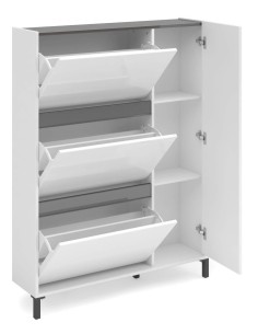 Scarpiera 3 ribalte - 1 anta - 2 ripiani su piedini Bianco lucido/Antracite 2