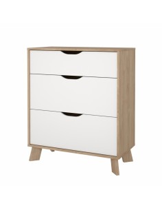 Cassettiera nordica 3 cassetti su piedini Rovere naturale/Bianco 2