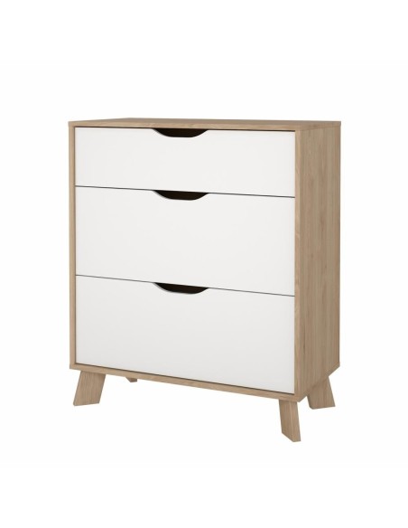 Cassettiera nordica 3 cassetti su piedini Rovere naturale/Bianco