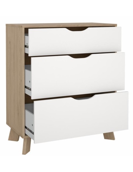 Cassettiera nordica 3 cassetti su piedini Rovere naturale/Bianco