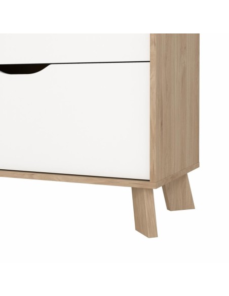 Cassettiera nordica 3 cassetti su piedini Rovere naturale/Bianco