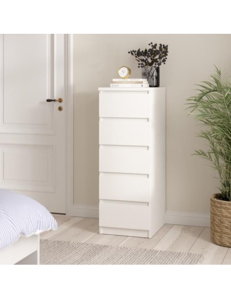 Cassettiera alta 5 cassetti Maxi profondità Bianco opaco