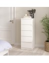 Cassettiera alta 5 cassetti Maxi profondità Bianco opaco
